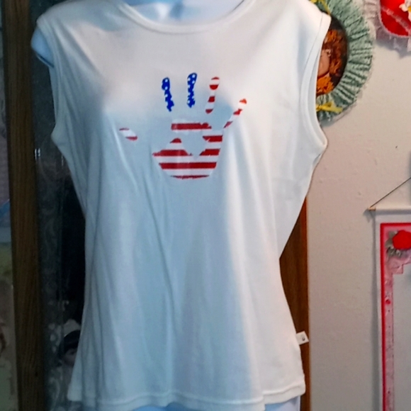 Cute, Red,White & Blue,Mudd, Hand Print, Top ❤️🤍💙 - Picture 1 of 4